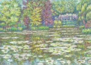 Monet's waterlily pond pastel May 2015