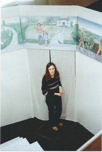 John and Mary exhibition 1979 showing the artist by the entrance