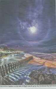 Full moon at Ventnor on Christmas Day 2015