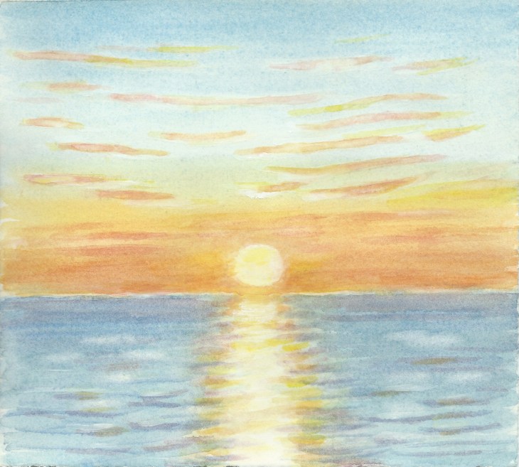 sunrise-in-red-and-orange-mist-watercolour-and-gouache-acetate-used
