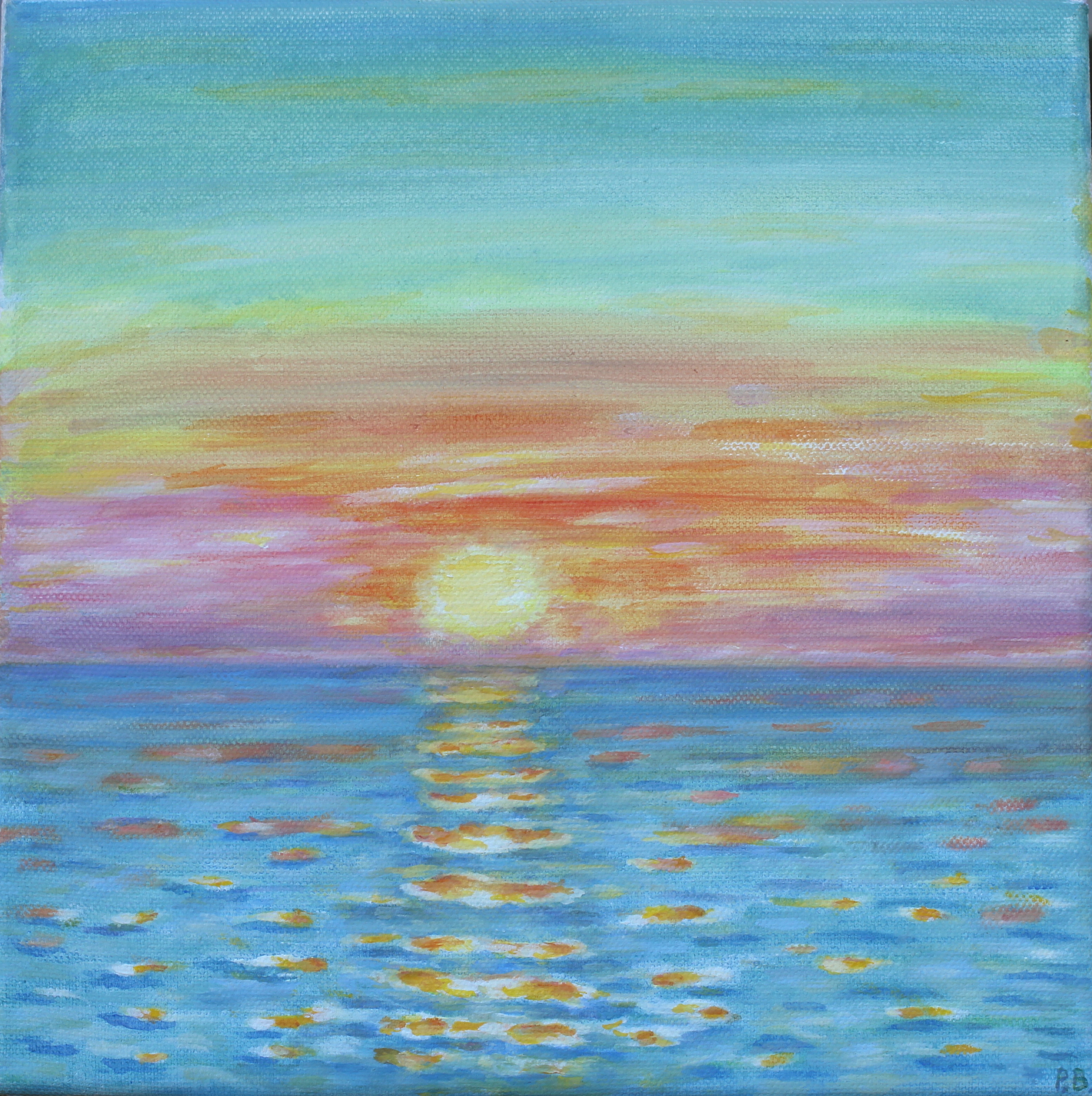 Bright Sunrise in red and rose clouds over the sea Ventnor (35mm lens F16 1:25)