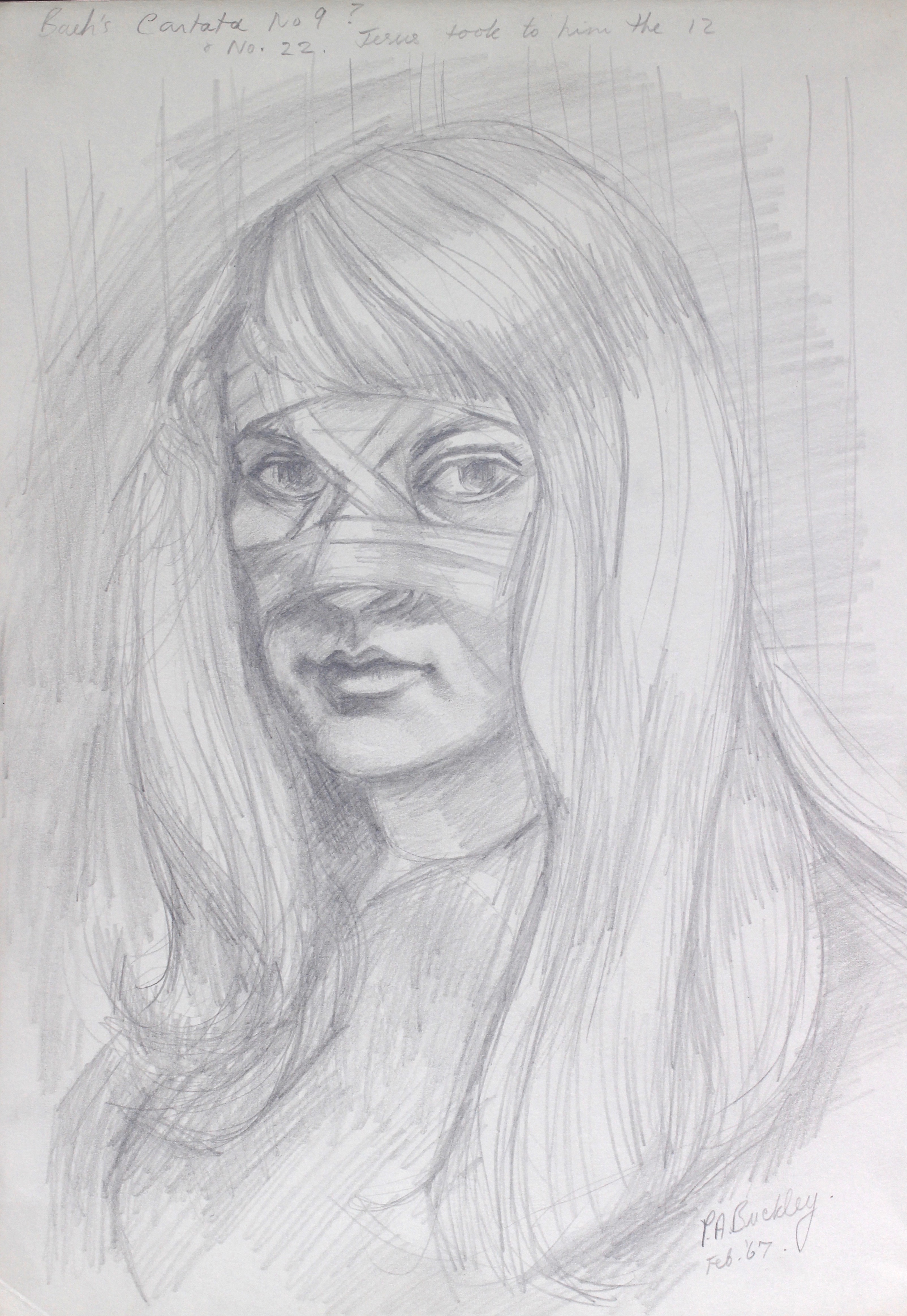 self portrait with plaster:bandages post surgery for re setting of cracked nose feb 1967